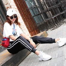 Load image into Gallery viewer, Double Striped Jogger Haren Pants Long Leisure Pants Women Bottoms Summer Spring Female Clothes Sweatpants Sportswear Trousers