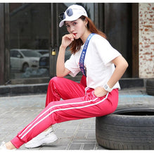 Load image into Gallery viewer, Double Striped Jogger Haren Pants Long Leisure Pants Women Bottoms Summer Spring Female Clothes Sweatpants Sportswear Trousers