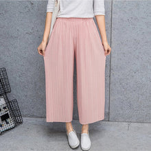 Load image into Gallery viewer, Fold Pleated Palazzo Pants Women Bottoms  Female Casual Pants Mid Waist Wide Leg Pants For Women