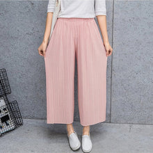 Load image into Gallery viewer, Fold Pleated Palazzo Pants Women Bottoms  Female Casual Pants Mid Waist Wide Leg Pants For Women