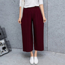 Load image into Gallery viewer, Fold Pleated Palazzo Pants Women Bottoms  Female Casual Pants Mid Waist Wide Leg Pants For Women