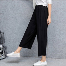 Load image into Gallery viewer, Fold Pleated Palazzo Pants Women Bottoms  Female Casual Pants Mid Waist Wide Leg Pants For Women